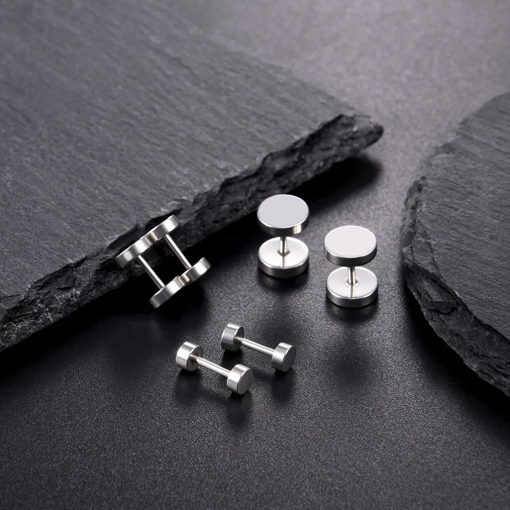 PROSTEEL Punk 3 Pairs Stainless Steel Ear Studs Earrings Gold Color Round Shaped Women Men Nightclub Jewelry Gift 3PSE29687476 | Украшения