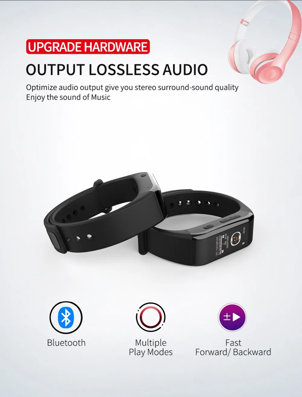 Диктофон Часы Bluetooth MP3-плеер браслет Hi-Fi шумоподавление t