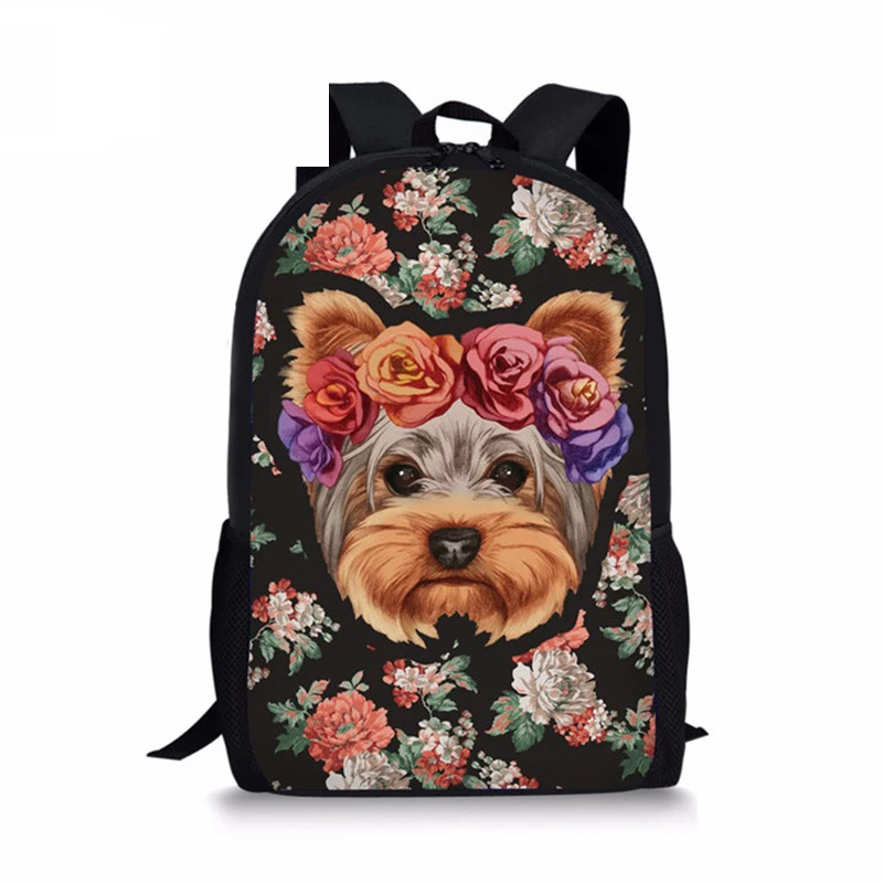 Школьные ранцы 3D с цветочным принтом Yorkie Классный рюкзак для девочек кавайная