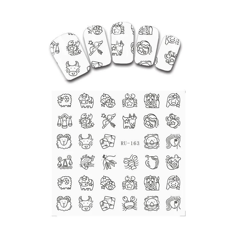 

Water Transfer Decal Nail Sticker DAISY FLOWER LEAVE VEIN CARTOON CONSTELLATION TASSEL RU163-168