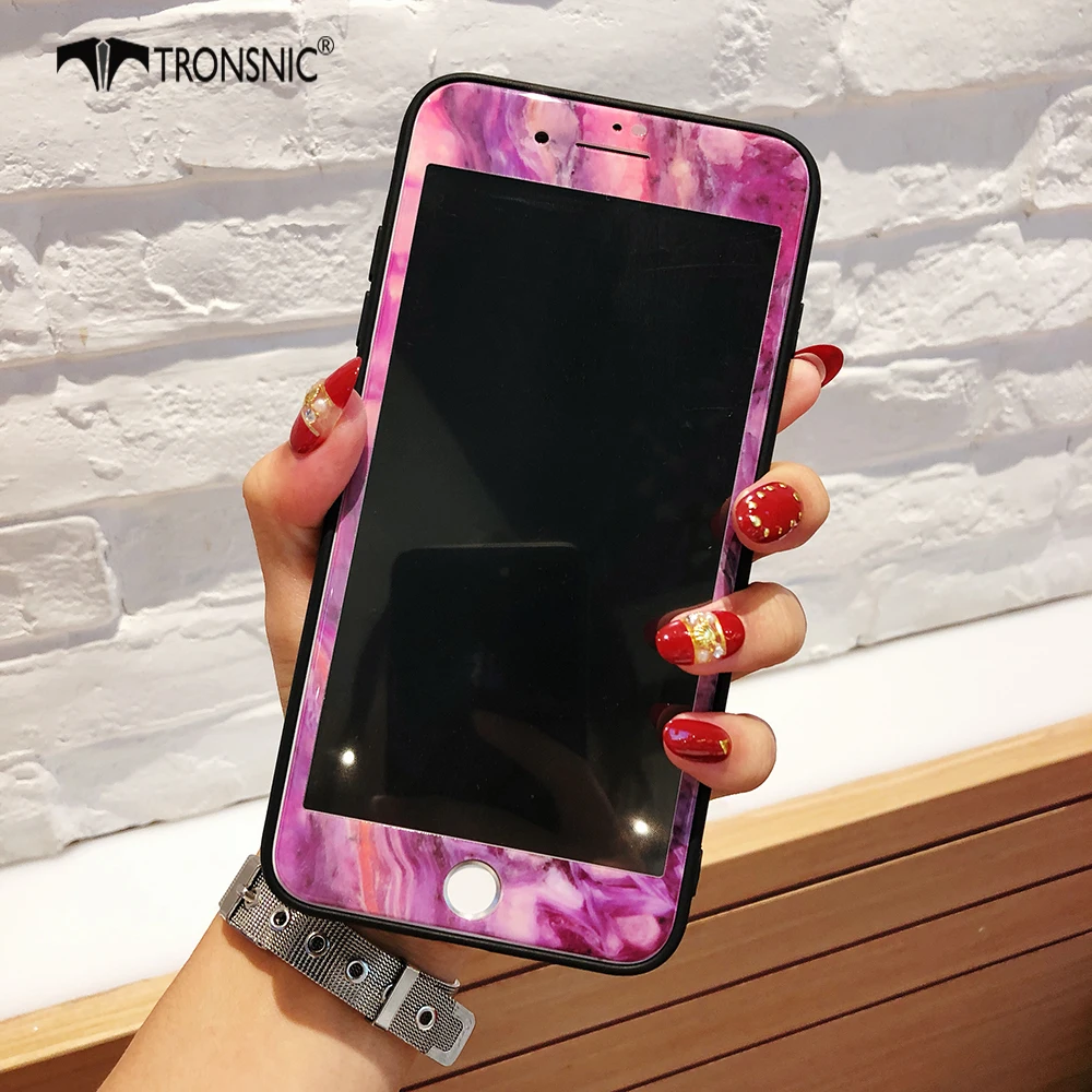 TRONSNIC мраморная пленка из закаленного стекла для iPhone X XS MAX белая черная Защитная
