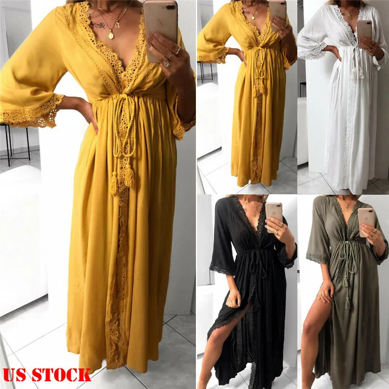 Летняя Женская Длинная пляжная одежда купальник шифоновый кардиган кафтан