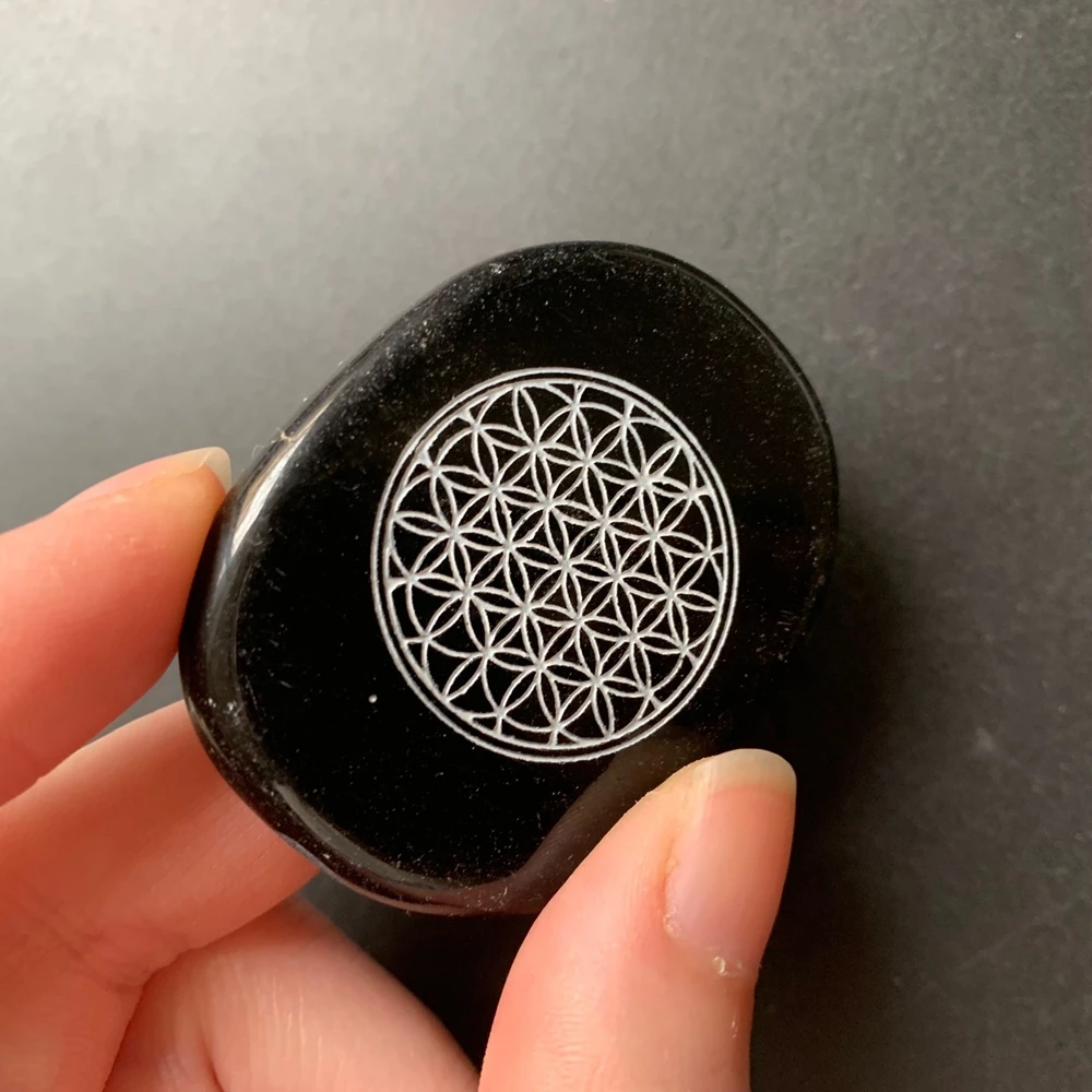 Черный обсидиановый Кристалл пальмовый камень натуральный резьбовой цветок