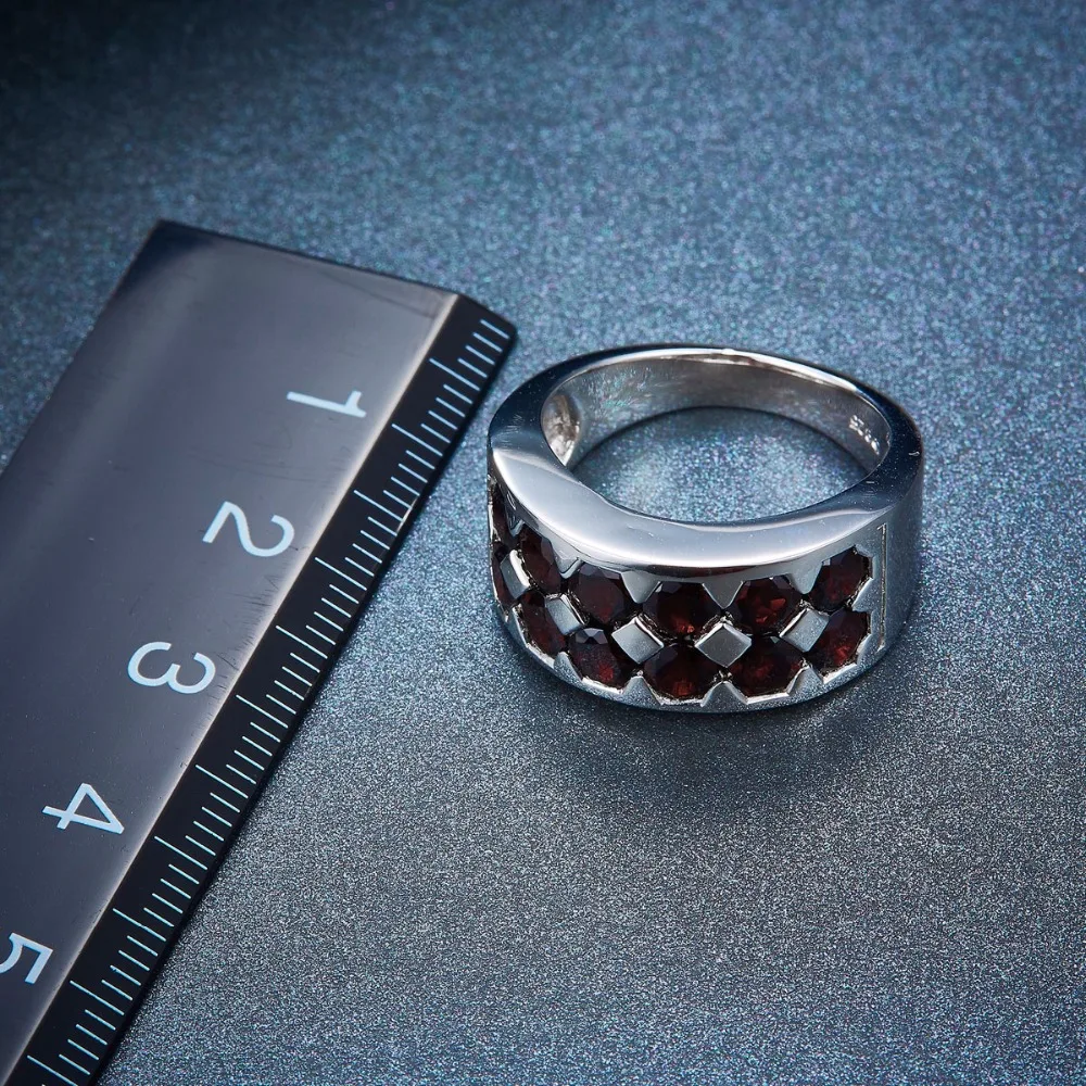 HUTANG обручальное кольцо 4.2ct натуральный черный гранат твердый кластер из