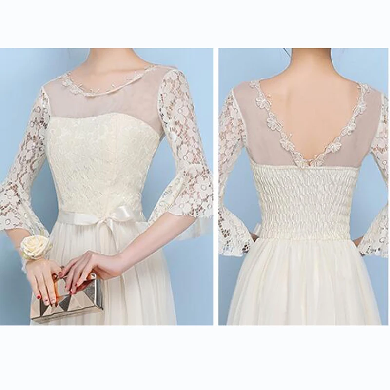 

2019 summer new mesh long dress women Sexy Hollow Out Lace A-Line dress Solid color High waist Lantern Sleeve dress women