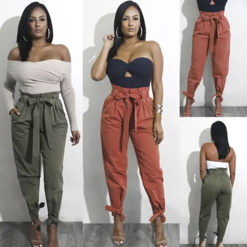 

Women Fashion Harem Casual Drawstring Elastic Waist Trouser Loose Long Pant