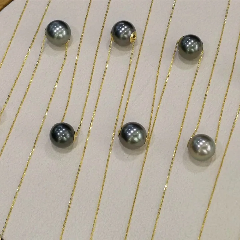 Натуральный черный жемчуг кулон ожерелье, 18 k Золотая цепочка, колье Tahitian жемчуг ювелирные изделия для женщин, ювелирные изделия из настоящего жемчуга прекрасный подарок