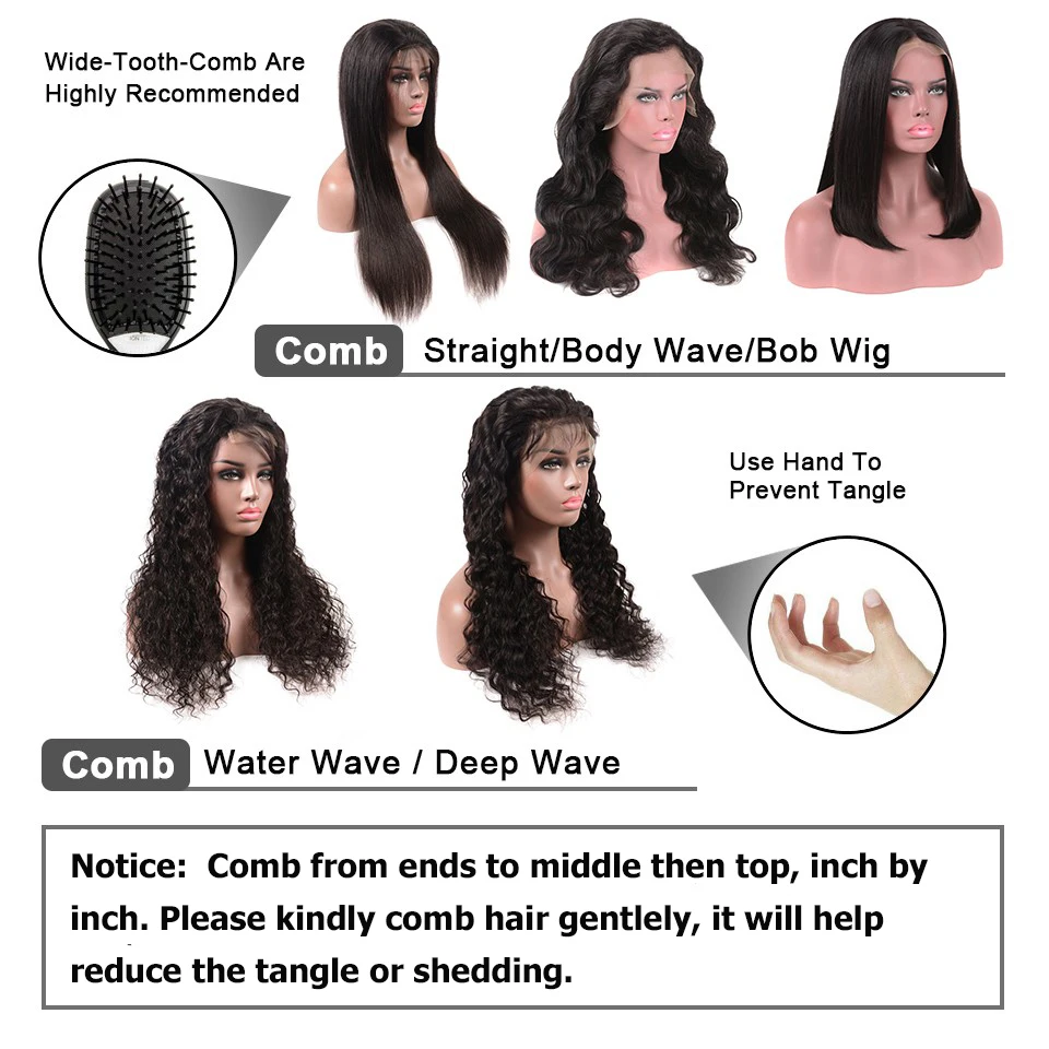 Mogul Hair Lace Front Human Hair Wigs Deep Wave Pre-Plucked Glueless Lace Front Wig Brazilian Remy Hair Natural Color 12-28 inch