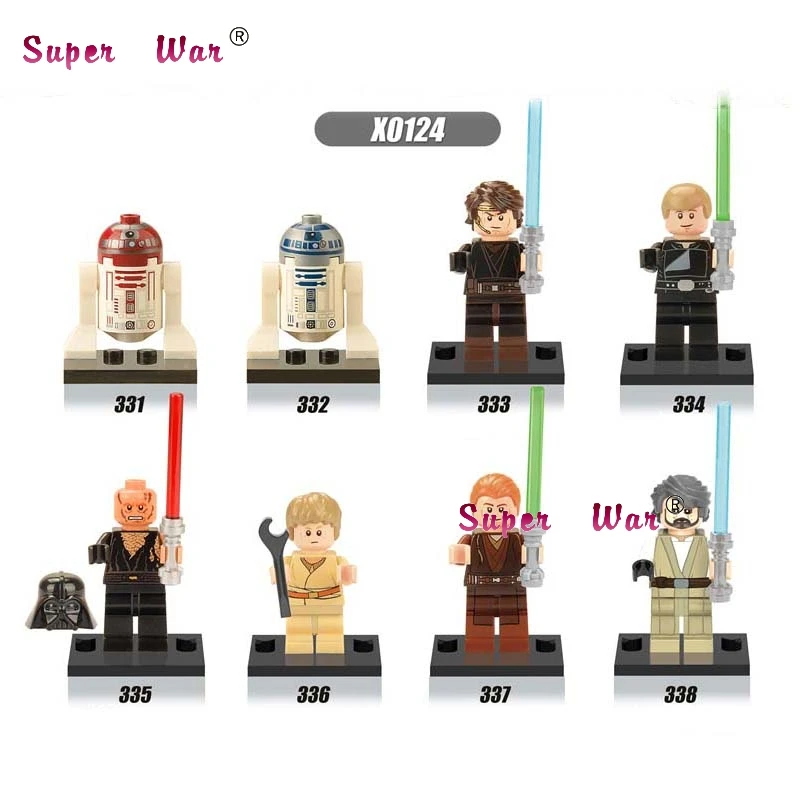 X0124 1 комплект серии 3 Leia Skywalker Yoda C3PO R2D2 Дарт Вейдер строительные блоки игрушки для детей - Цвет: X0124