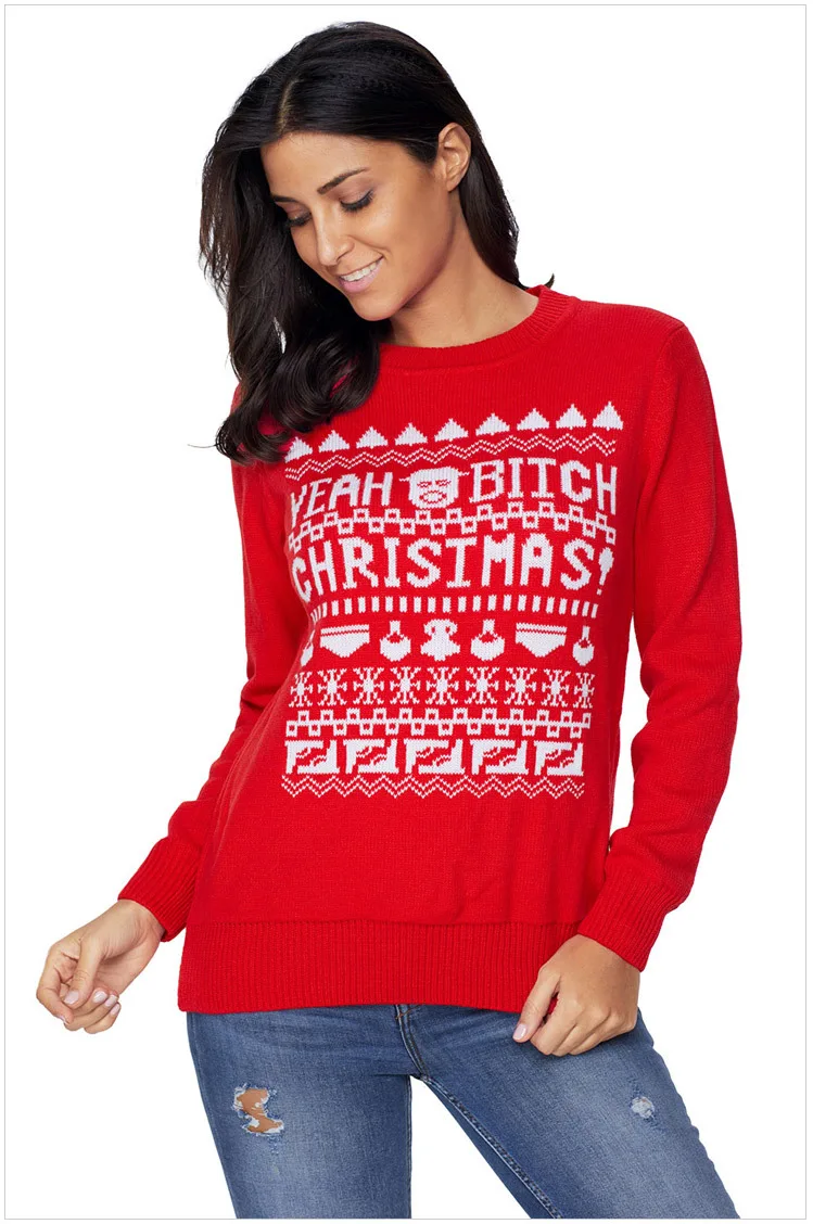 NIBESSER осень с принтом оленя О-образным вырезом Тонкий Повседневный пуловер