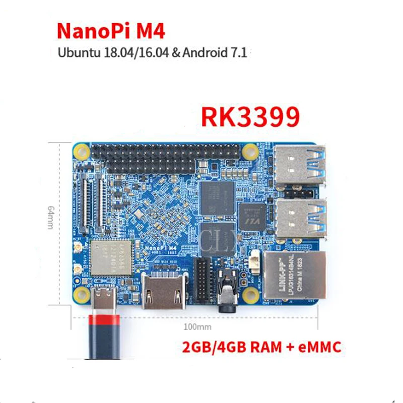 NanoPi M4 2 ГБ/4 ГБ DDR3 Rockchip RK3399 SoC 2,4G и 5G двухдиапазонный WiFi+ Bluetooth 4,1 поддерживает Ubuntu Android