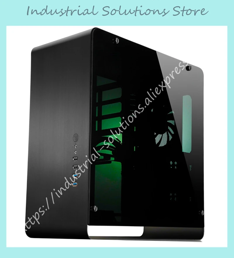 Новый чехол для компьютера UMX4 черный ATX алюминий закаленное стекло боковая