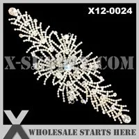 2 шт./партия) СВЕРКАЮЩИЕ СЕРЕБРЯНЫЕ хрустальные аппликации для вечернего платья, шляпы, пояс X12-0078
