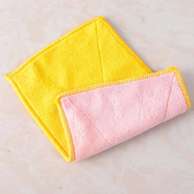 Pink and Yellow 1 шт большой размер микрофибра ткань для уборки супер абсорбент домашние кухонные полотенца протирание тряпки для чистки посуды - Цвет: Pink and Yellow