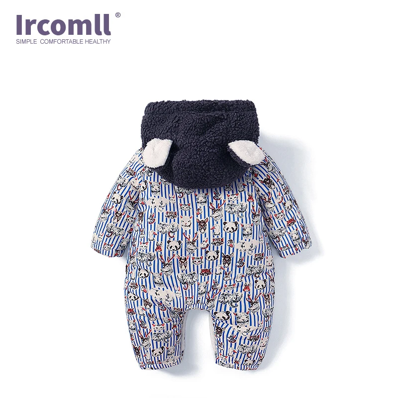 Ircomll/Одежда для новорожденных; комбинезон для малышей; осенне-зимние комбинезоны с капюшоном; мягкая бархатная одежда для младенцев