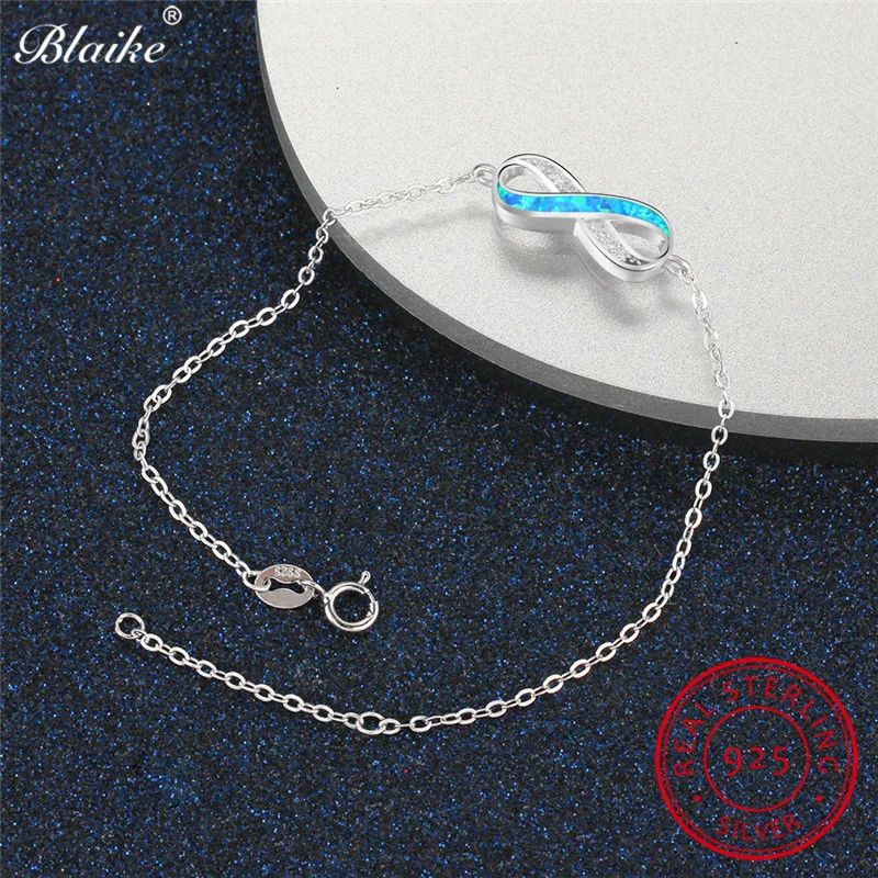 Уникальный браслет Blaike с голубым огненным опалом подлинный из серебра 925 пробы