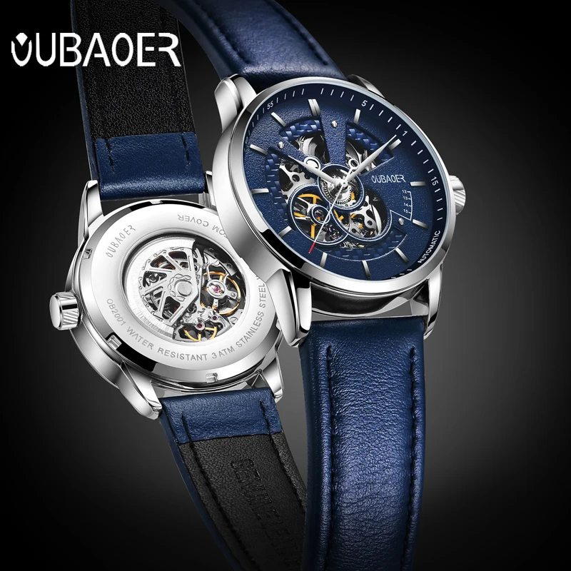 2017 automatic mechanical watch men OUBAOER brand sport men watches fashion skeleton wristwatches male relogio masculino erkek