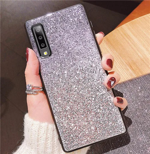 black Для samsung A7 чехол Сияющий блестящий чехол для телефона для samsung Galaxy A7 7 A750F A750 SM-A750F 7 A A7 принципиально чехол - Цвет: black