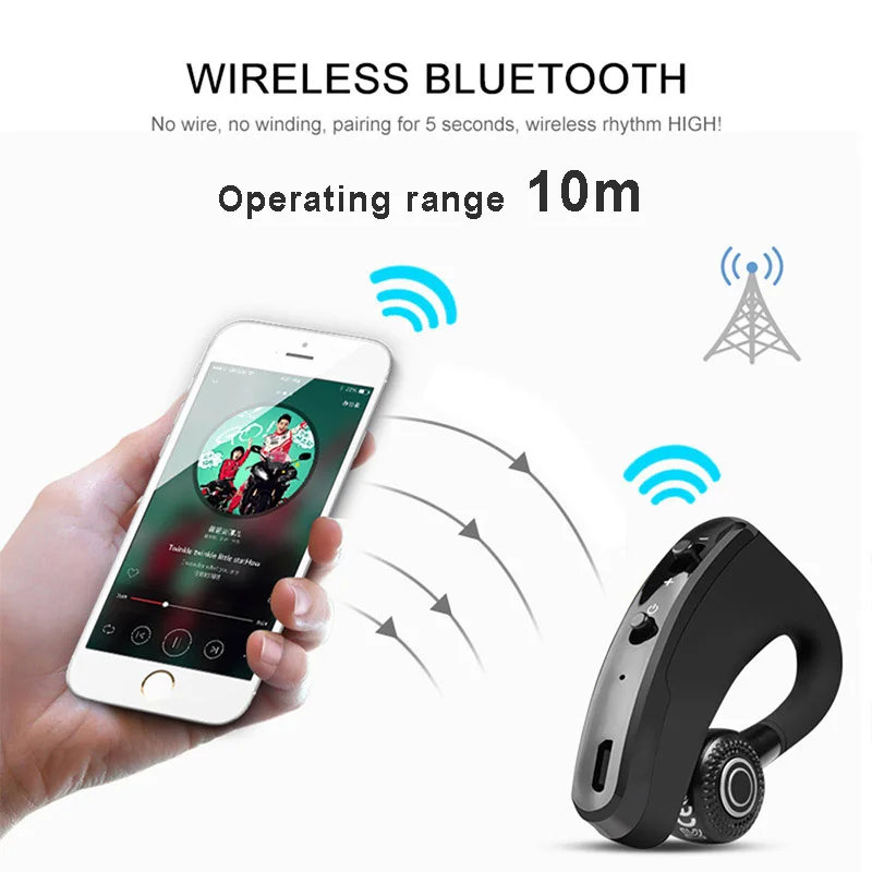 20 шт. V9 беспроводные Bluetooth наушники с микрофоном Голосовое управление Bluetooth гарнитура для вождения шумоподавление