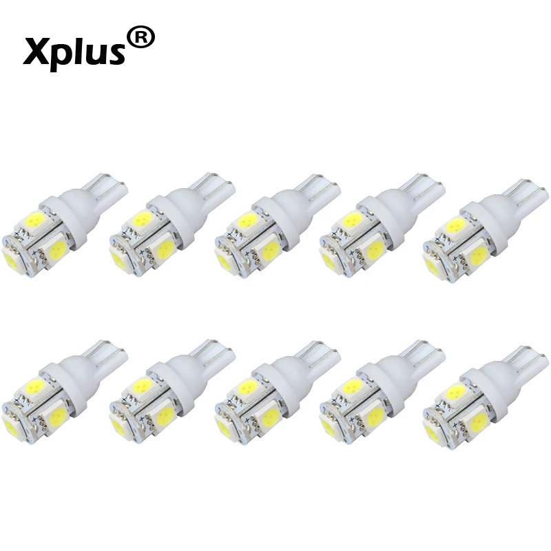 Xplus 10 шт. T10 5SMD 5050 Светодиодные Габаритные огни подсветка номерного знака Лампа