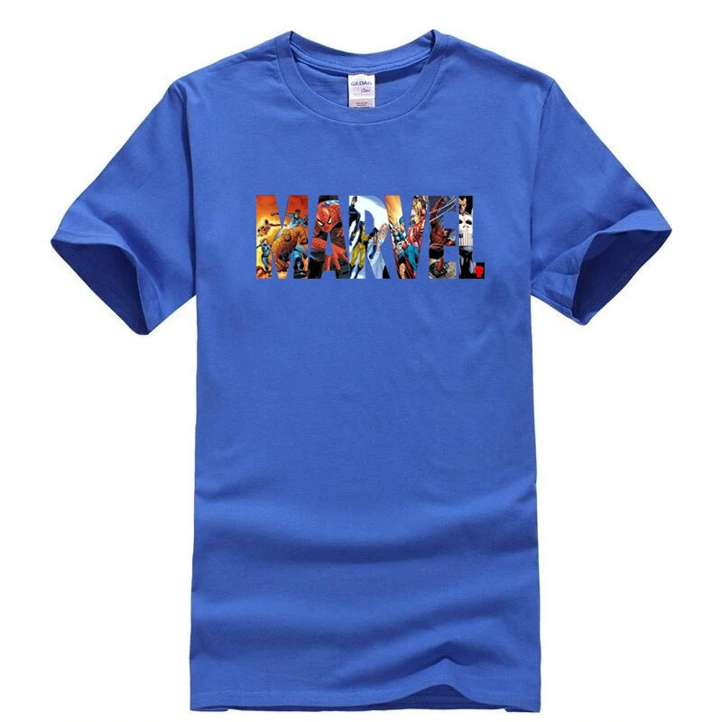 Blue 1 Футболка супергероя Marvel, Мстители, Мужская/Женская Повседневная футболка, модные брендовые мужские футболки, хлопковая летняя футболка с коротким рукавом - Цвет: Blue 1