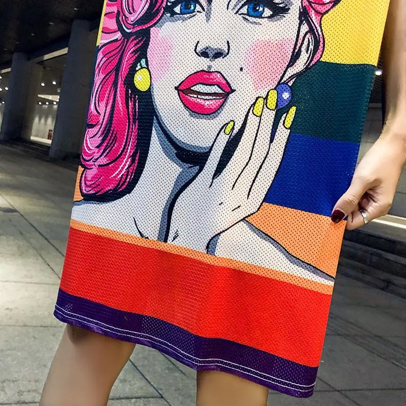 Новинка лета 2019 брендовая футболка с красивым принтом женское длинное свободное