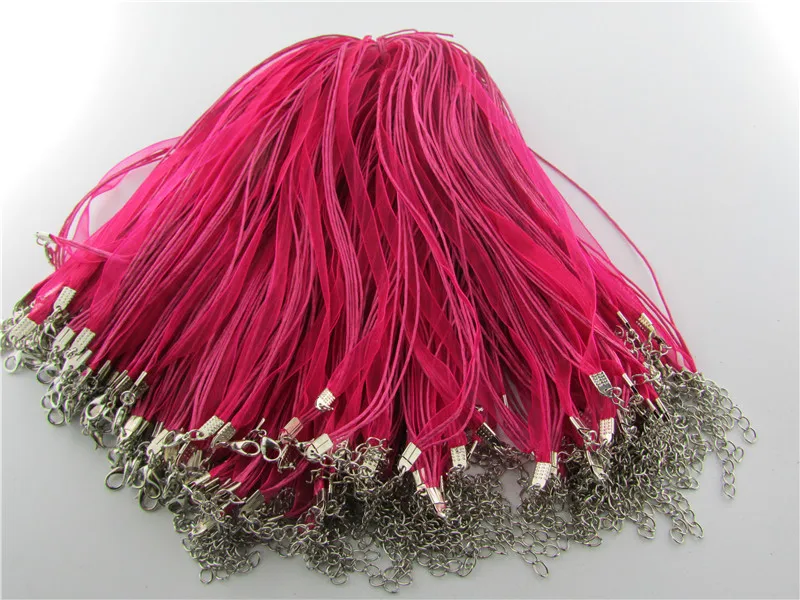 10pcs/lot Assorted Colors Organza Ribbon Necklace Cord with Lobster Clasp For DIY Jewelry Making FK-1 | Украшения и аксессуары