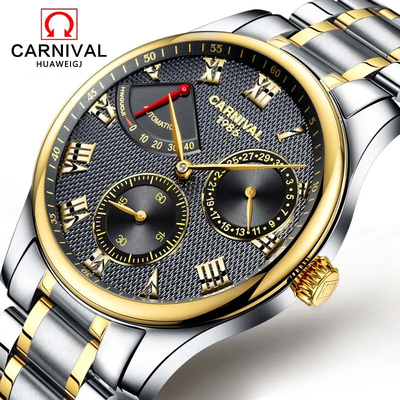 Часы Relojes Hombre CARNIVAL роскошные Брендовые мужские автоматические механические часы
