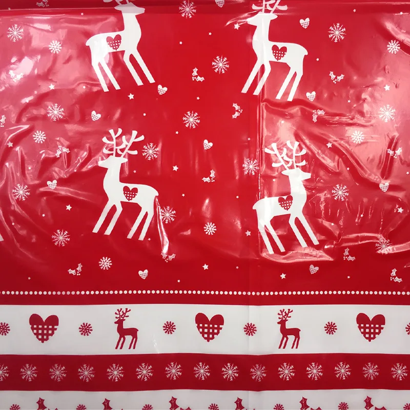 2019 Xmas Одноразовые ПВХ рождественские скатерти Санта Лыжный спорт красный Лось