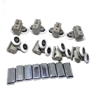 Хромированные Двери для душа Clarmone, раздвижные двери, 4 шт., двойная верхняя и 4 шт. регулируемые по высоте, для душевой кабины