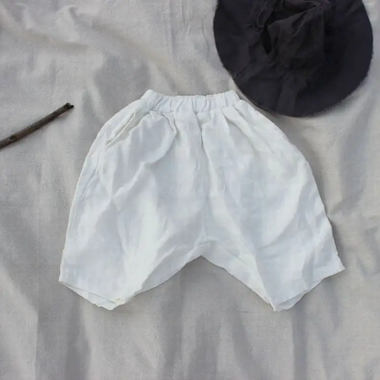 Брюки льняные в Корейском стиле для мальчиков и девочек штаны до щиколотки