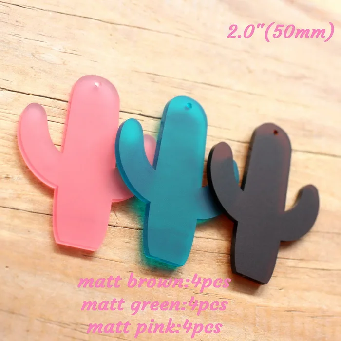 matt set-12pcs 50 мм акриловые серьги «кактус» кружева Oorbellen амулеты матовый зеленый блеск кактус лазерная резка 2,"-AC1310KO - Цвет: matt set-12pcs