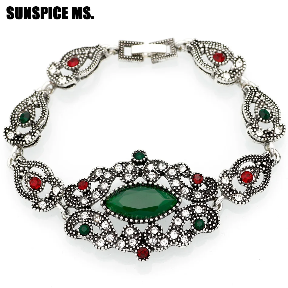 Женский винтажный браслет SUNSPICE в турецком стиле серебристого цвета с