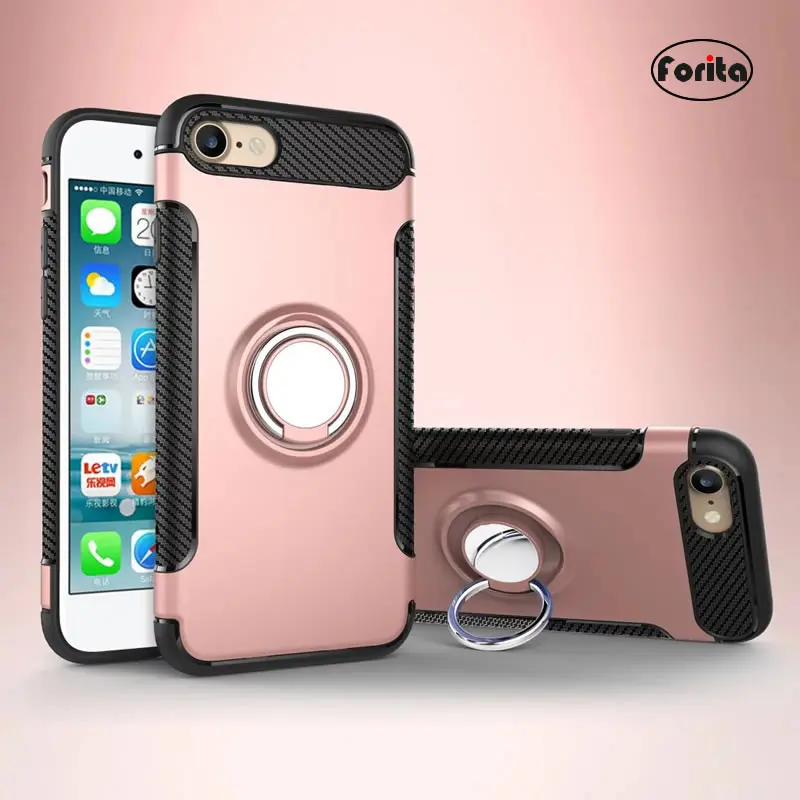 Forita HBR Magnetic Ring Car Holder Case For iPhone 7 7P Plus PC TPU Kickstand Back Cover Finger Stand iPhone7 i7 |