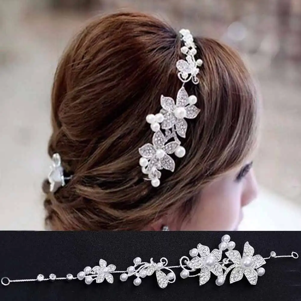 Горячая роскошь на продажу серебряные модные свадебные жемчужные цветы