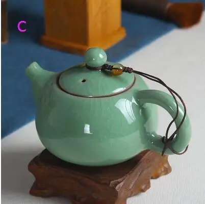 C Чайный набор хрустящая глазурь Ge Kiln Longquan Celadon Zisha керамика искусство Тай Тхи китайский чайный горшок фарфор Исин глина антикварный чайный горшок - Цвет: C