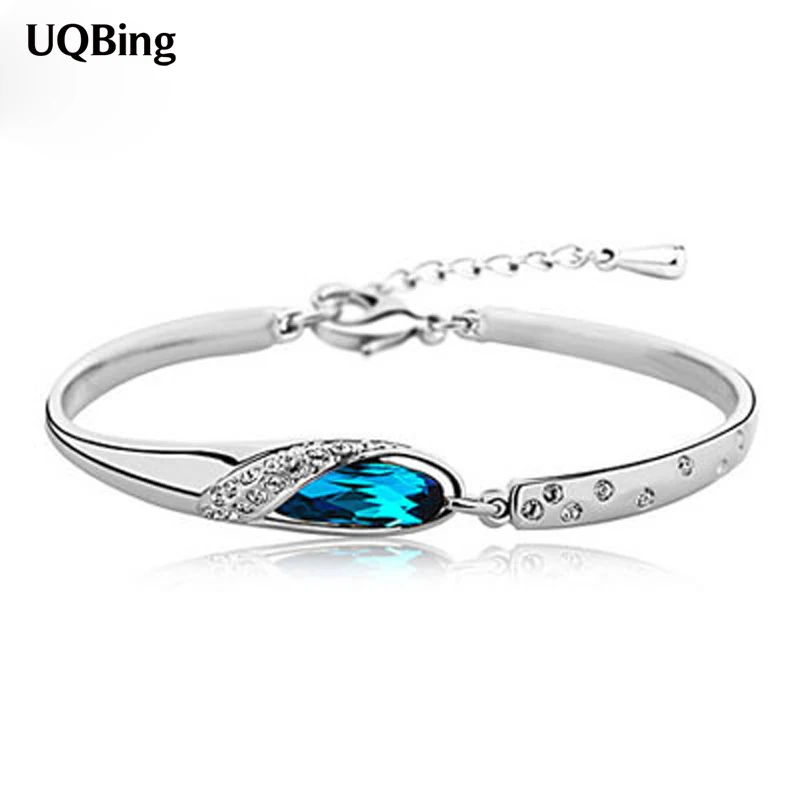 

Free Shipping 925 Pure Sterling Silver Bracelets Crystal Cuff Bracelets Jewelry Gift Srebrna bransoletka pulsera de plata