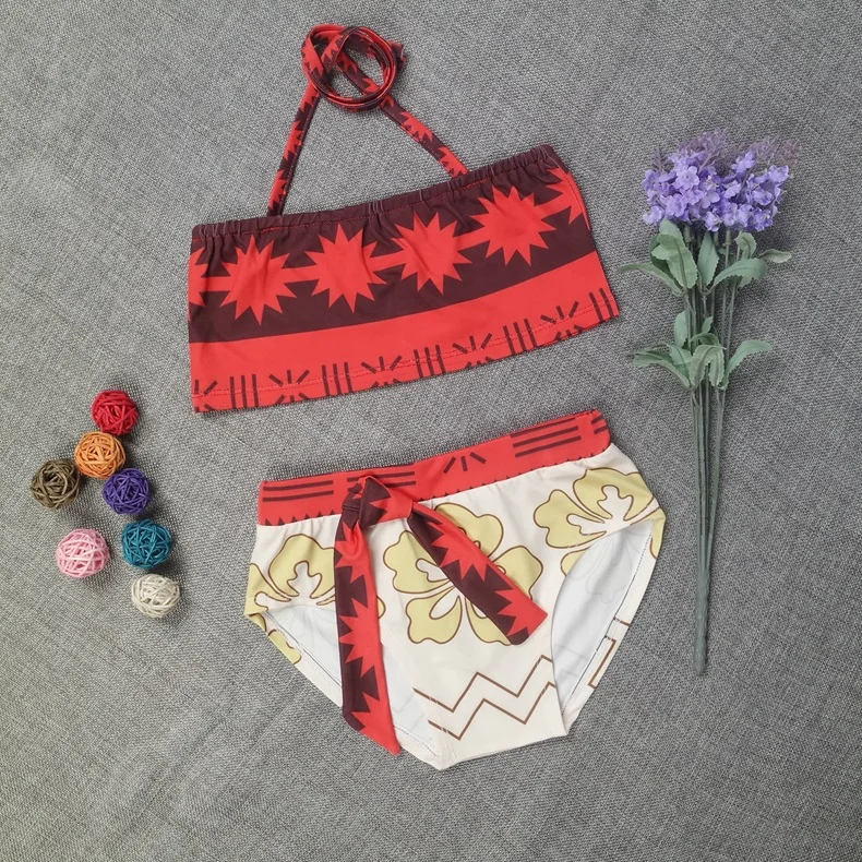 2018 New baby Girls 2Pieces bikini children swim-wear girls bathing suits swimming Clothes Kid girl Moana Vaiana beachwear dress | Детская