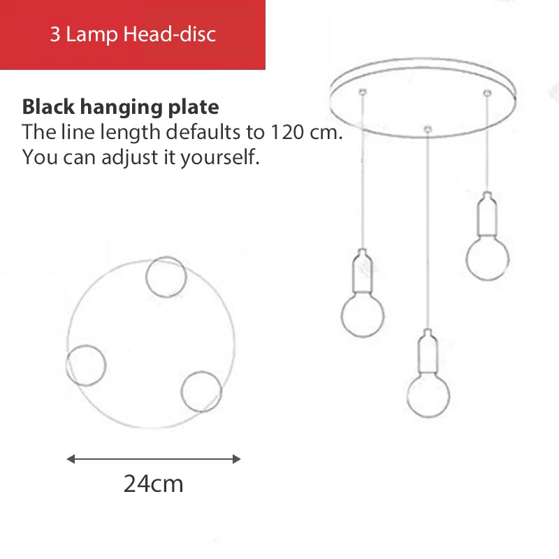 3 Light black disc Подвесной светильник, подвесной светильник из скандинавского стекла, подвесной светильник E27 с лампочкой, светильник для ресторана, барный кран, прикроватная лампа для гостиной, спальни - Цвет корпуса: 3 Light black disc