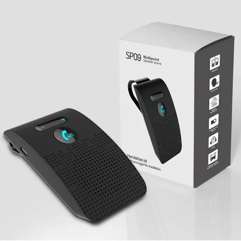 Новый беспроводной автомобильный Bluetooth V5.0 Bluetooth Handsfree автомобильный комплект беспроводной Bluetooth динамик телефон солнцезащитный козырек клип динамик телефон qiang - изображение
