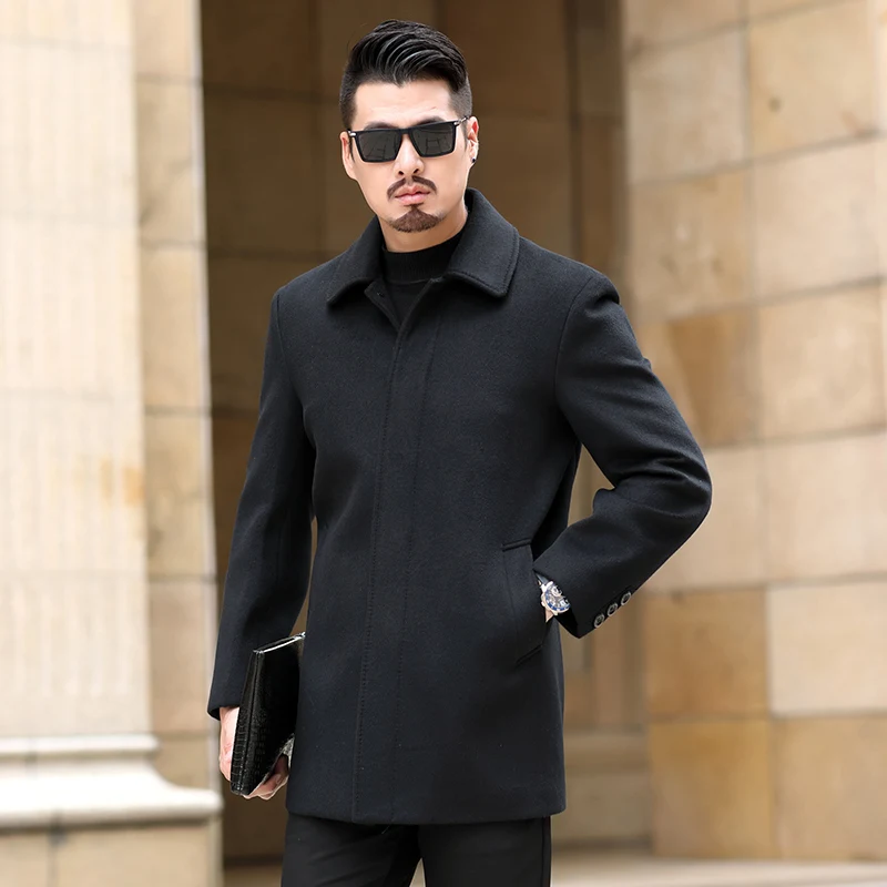 Новинка Осень зима 2019 Мужская модная деловая ветровка из шерстяной ткани размера