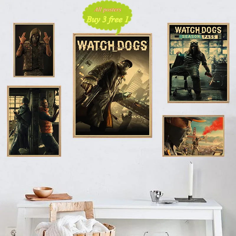 Постер из крафт бумаги Watch Dogs 2 Game украшение для дома игр рисование ядра настенные