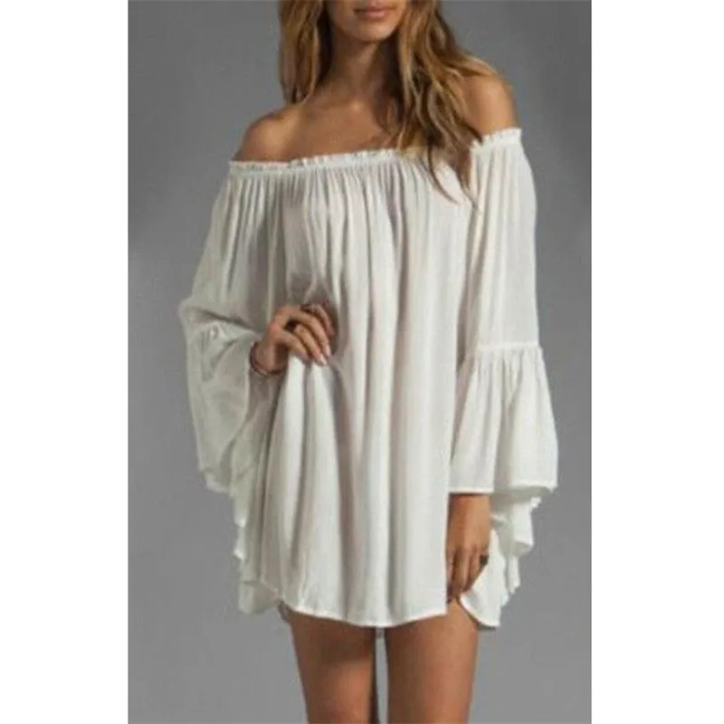Женское шифоновое платье-накидка белое красивое повседневное пляжное платье с