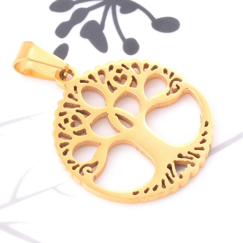 Модная круглая семейная подвеска с деревом жизни 316L Подвеска из нержавеющей