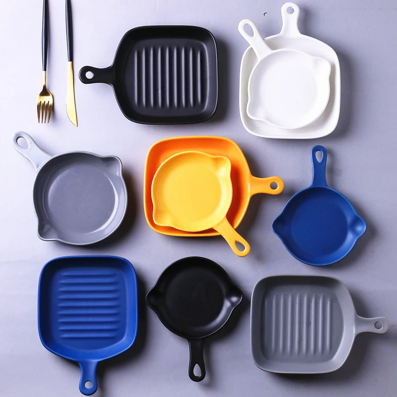 Креативная тарелка с ручкой керамическая для выпечки блюдо в стиле вестерн хлеба