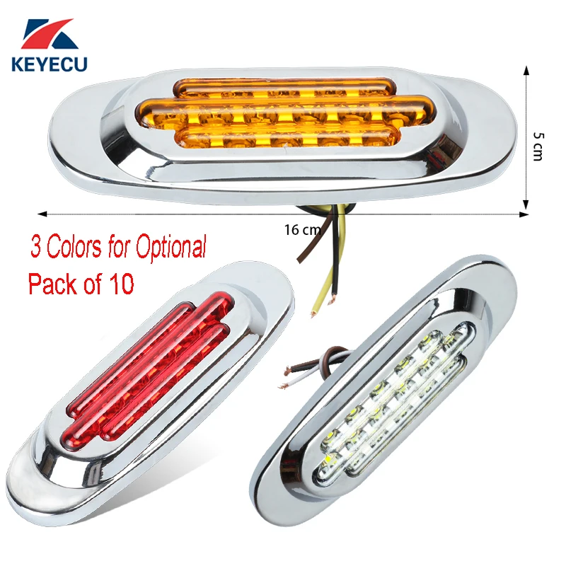 

KEYECU 10X 12V 6.5" Amber /Red / Clear Optional LED Side Marker Light Clearance Cab 16 Diode Fits Kenworth Sealed