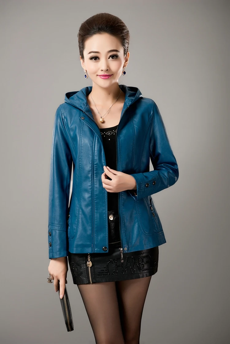 2017 New Leather Jackets Women Autumn Winter Full Hoodies Slim Windproof Outwear Motorcycle Plus Size L-5XL H284 | Женская одежда