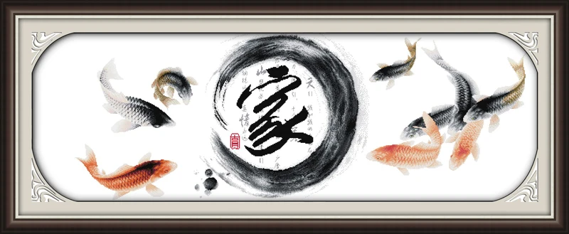 

Surplus year after year (5) (home)cross stitch kit Chinese fish 14ct 11ct hand embroidery DIY handmade needlework supplies bag