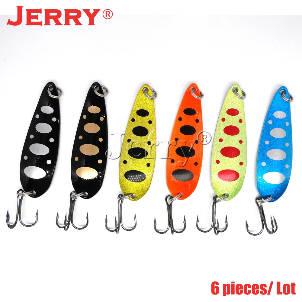Jerry 6 шт. 7 5 г Троллинг рыболовные ложки УФ Цвета пресноводные металлические