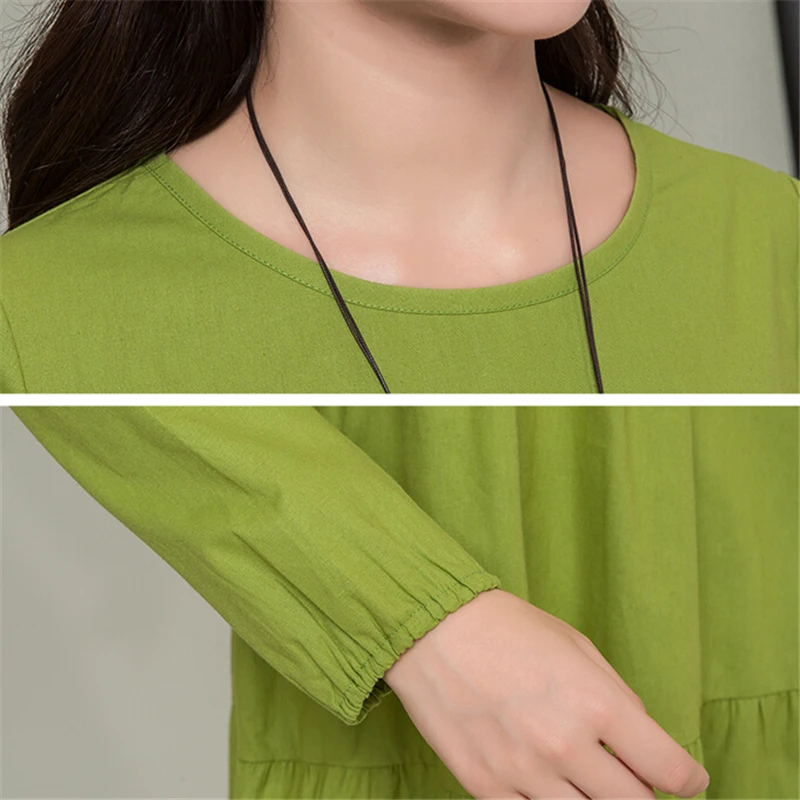 Осень-зима длинные блузы 2016 женское платье с длинным рукавом однотонные